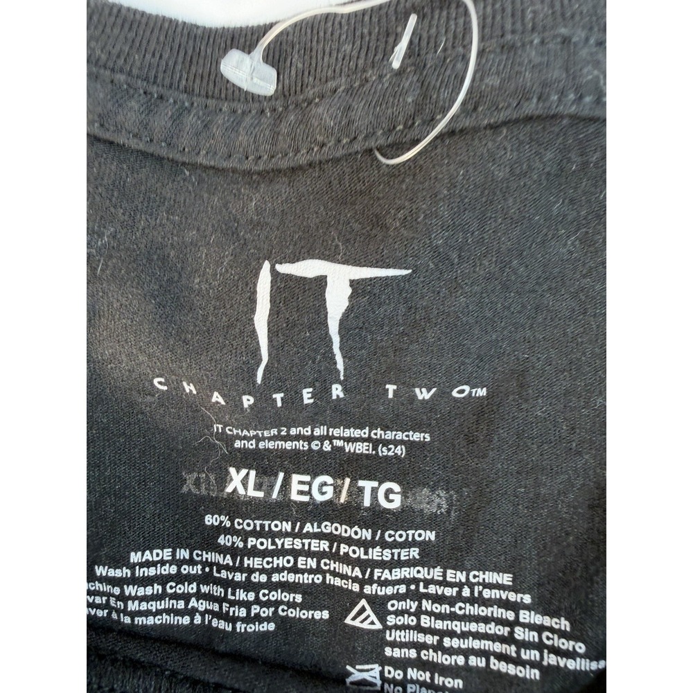 IT Pennywise Graphic T Shirt AOP Horror Movie Chapter Two Size XL Black Tee - Picture 2 of 3
